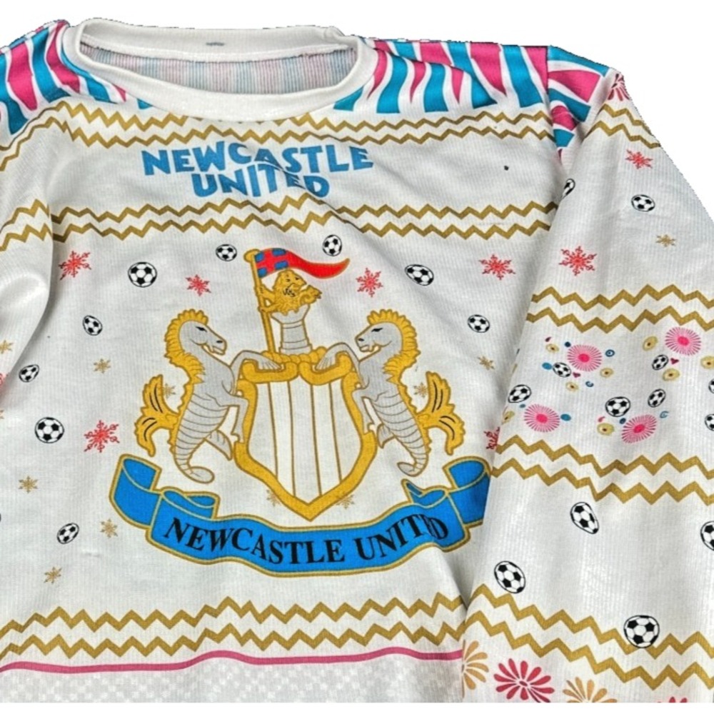 Newcastle United Ugly Christmas Sweater Mens XL Fair Isle Soccer Holiday White